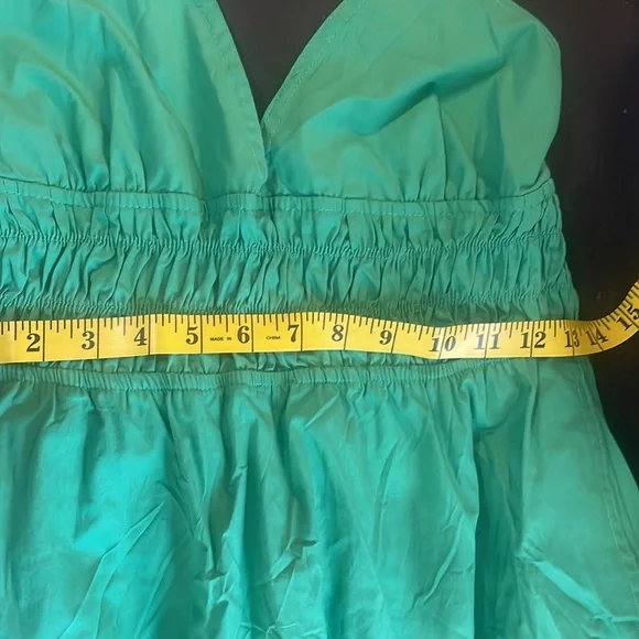 Green maxi dress, spaghetti straps adjustable, v neck, Elastic waist,Large - Picture 10 of 11